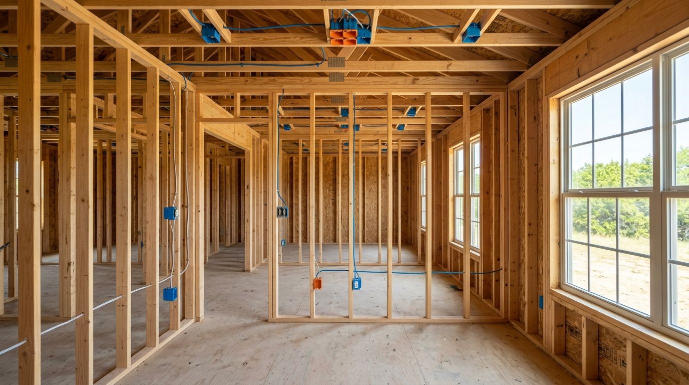 Electrical rough-in work inside a San Antonio remodel project