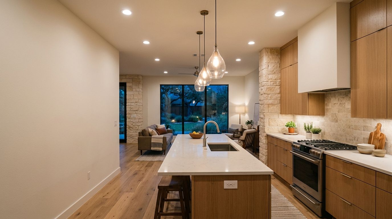 Residential lighting and electrical work in a San Antonio home